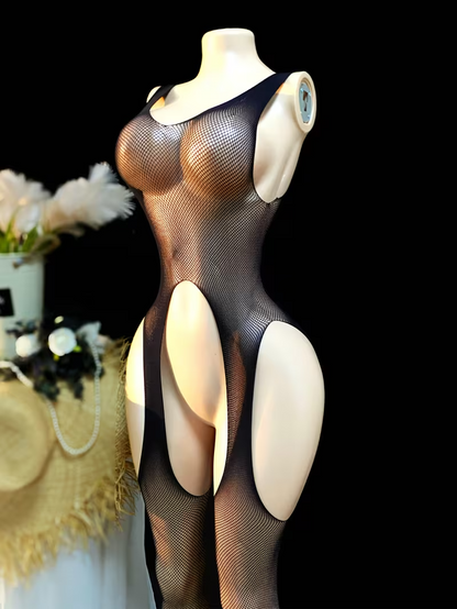 Plus Size Hollow-Out See-Through Bodystocking