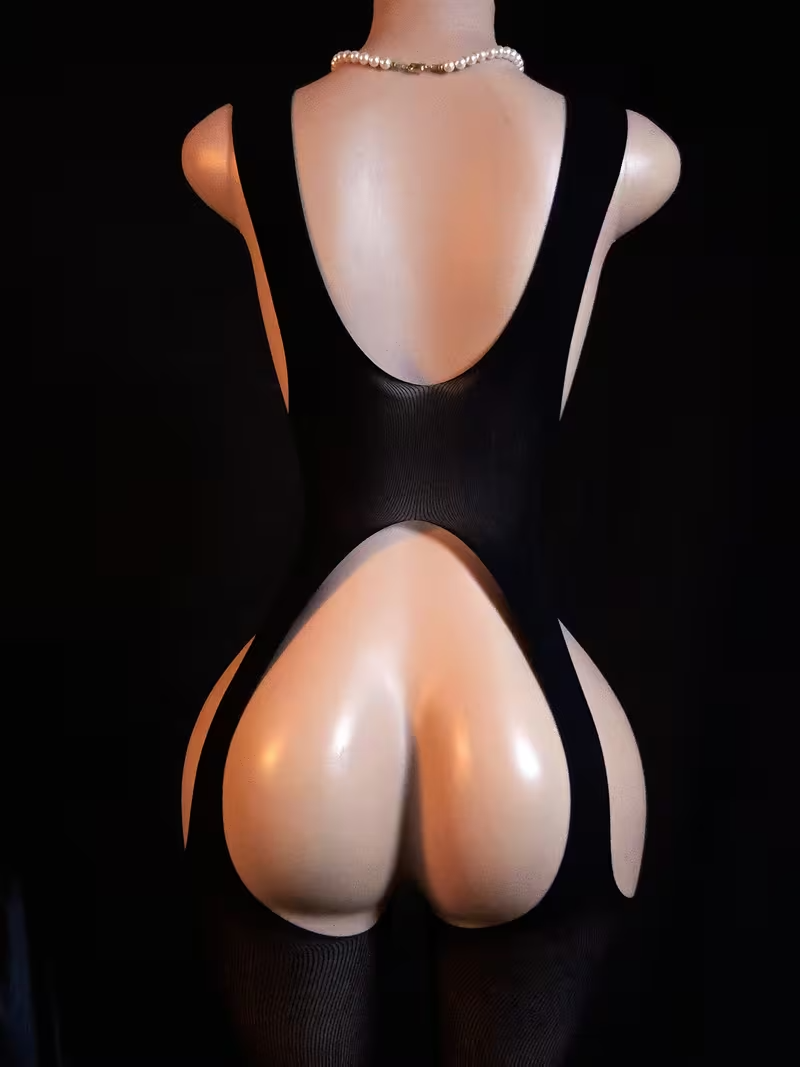 Semi-Sheer Crisscross Strap Bodysuit