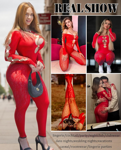 Sexy Outfit Rhinestone Body Suits Cut Out Jumpsuit