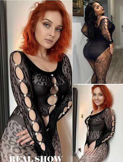 Sexy Outfit Rhinestone Body Suits Cut Out Jumpsuit